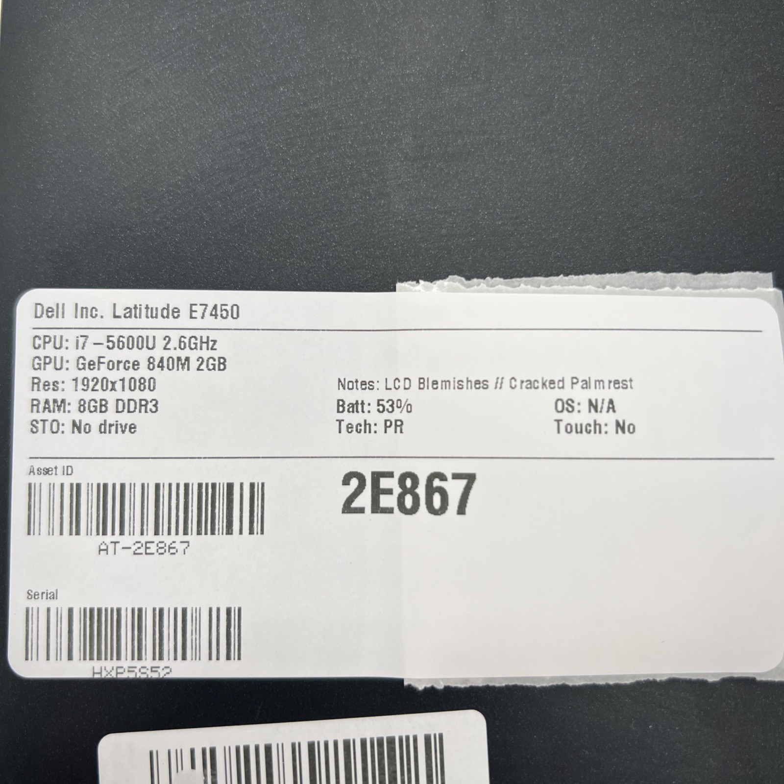 Dell Latitude E7450 i7 5600U 2.6GHz 8GB RAM GeForce 840M 2GB No Drive No OS