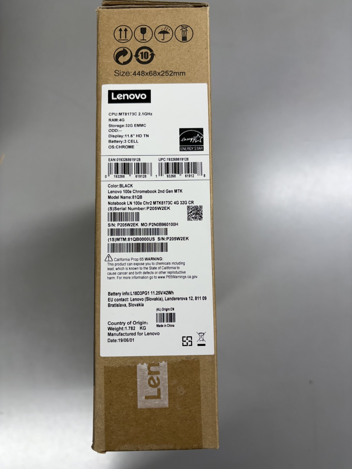 Lenovo 100e Chromebook 2nd Gen 11.6 in MTK8173C 4GB 32GB Chrome OS – Open Box OB