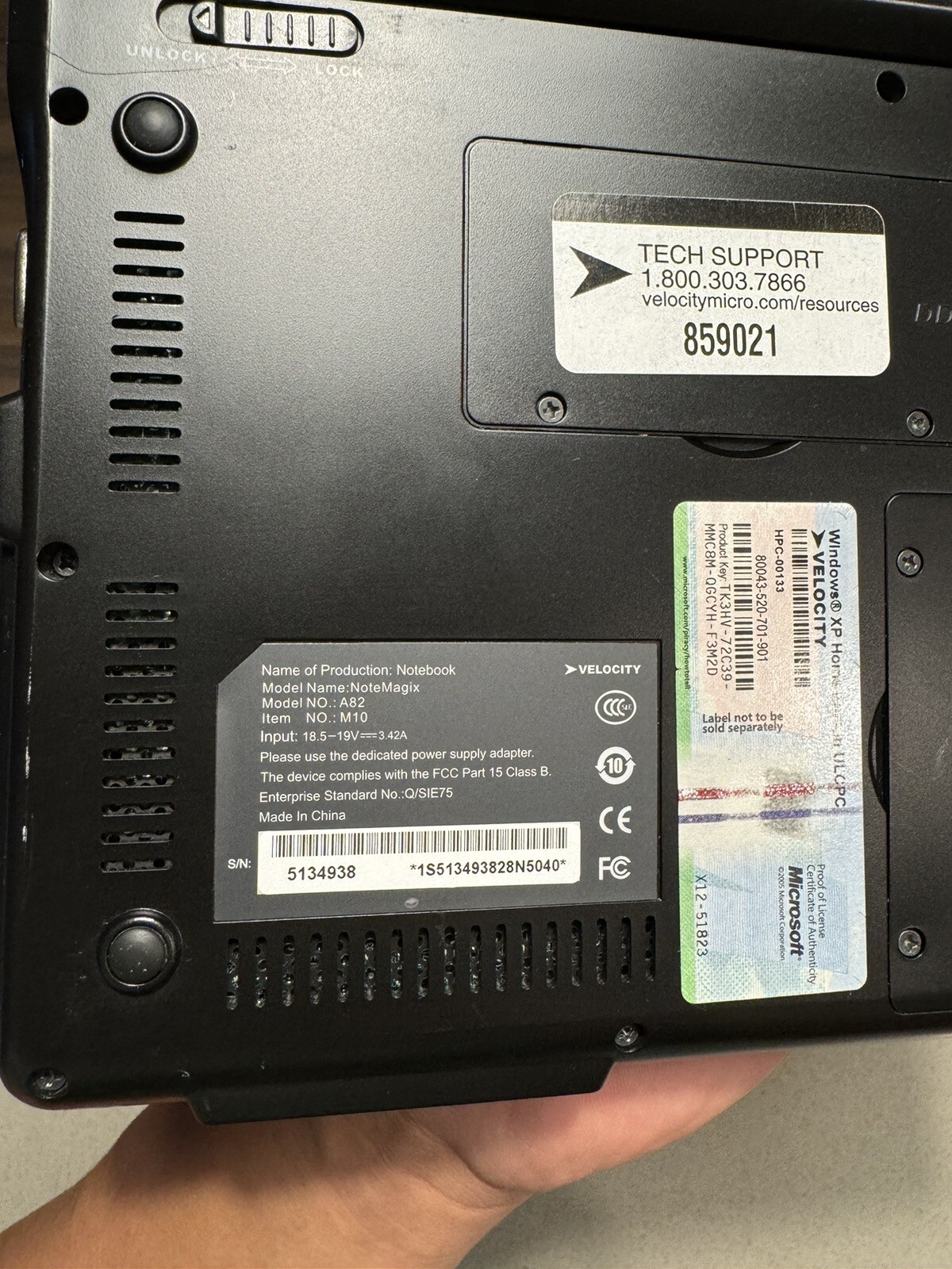 Velocity Micro NoteMagix M10 A82 Computer Windows XP Atom N270