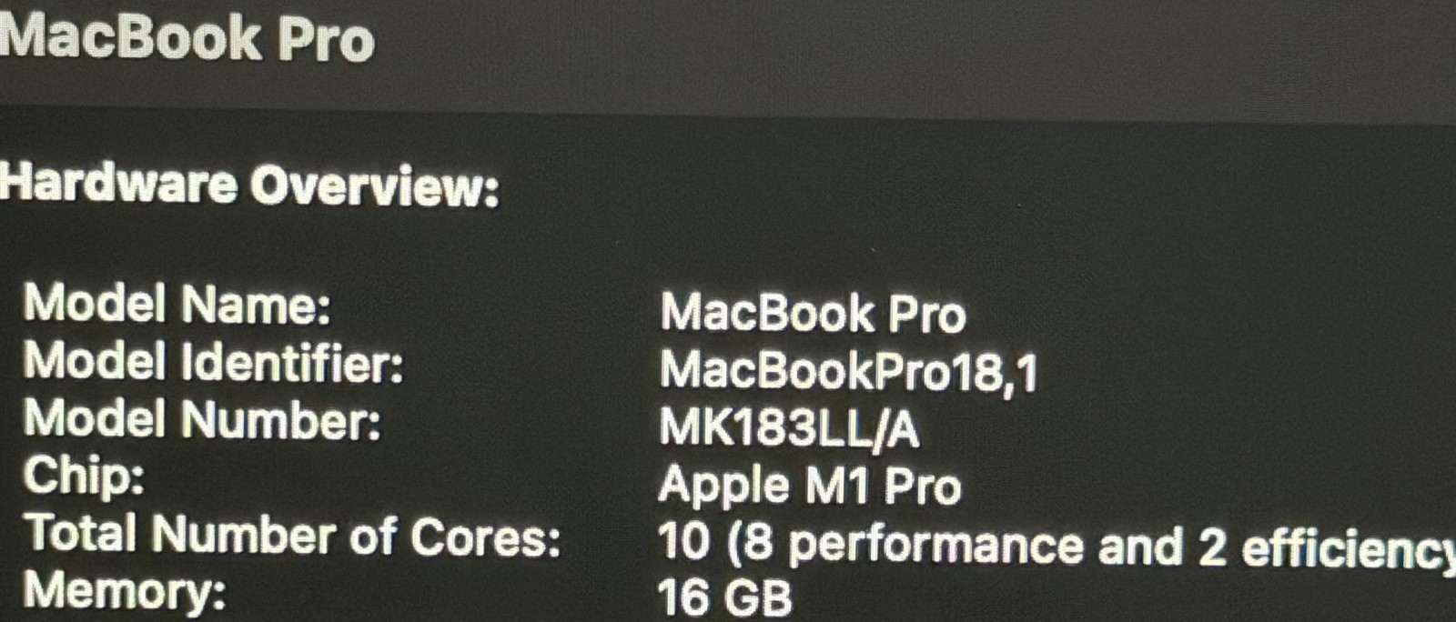 Apple MacBook Pro (2021) 16″ M1 Pro 16GB RAM 512GB SSD Space Grey – Excelent