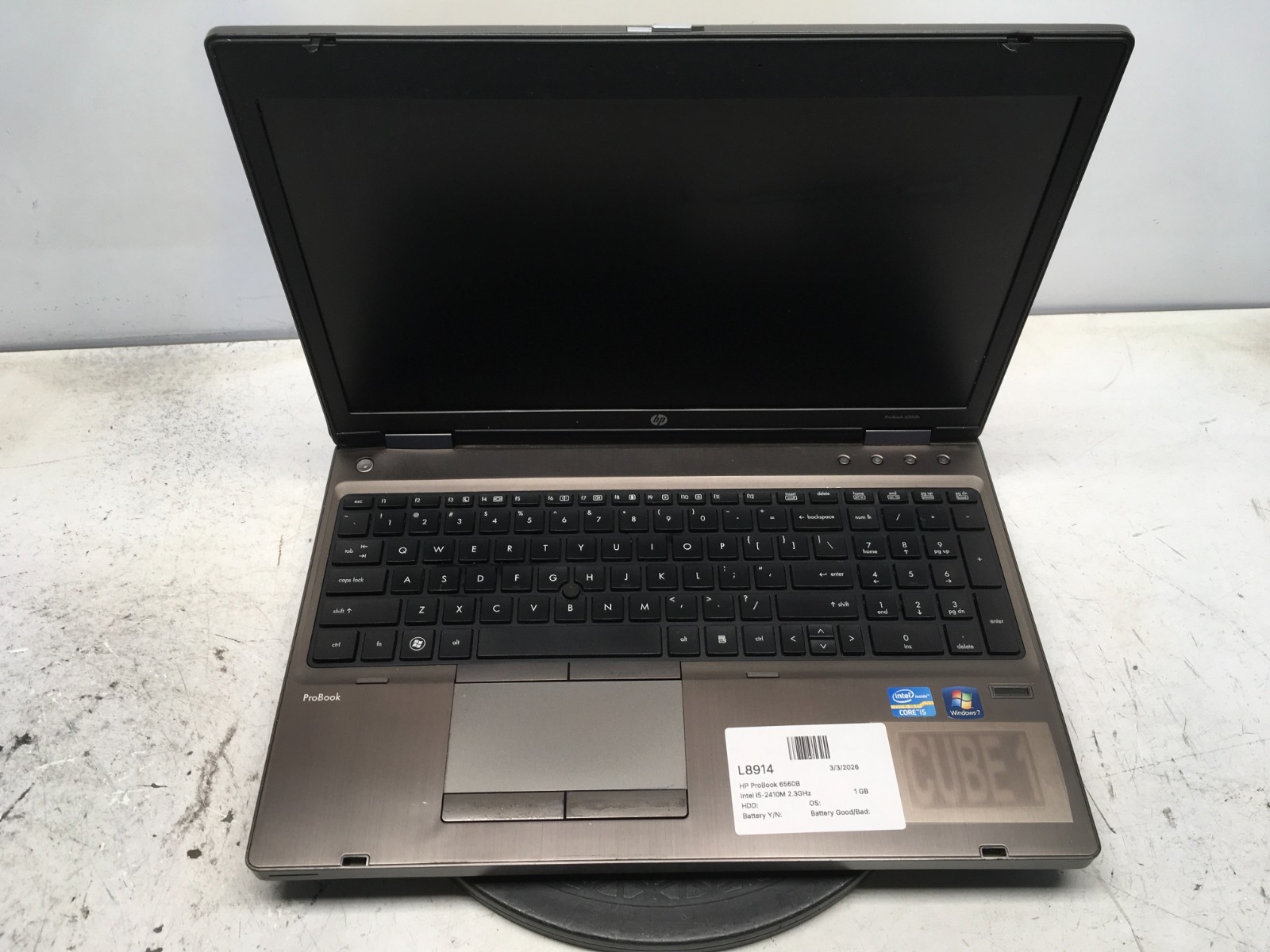 HP ProBook 6560B Intel i5-2410M 2.3GHz 1 GB NO HDD