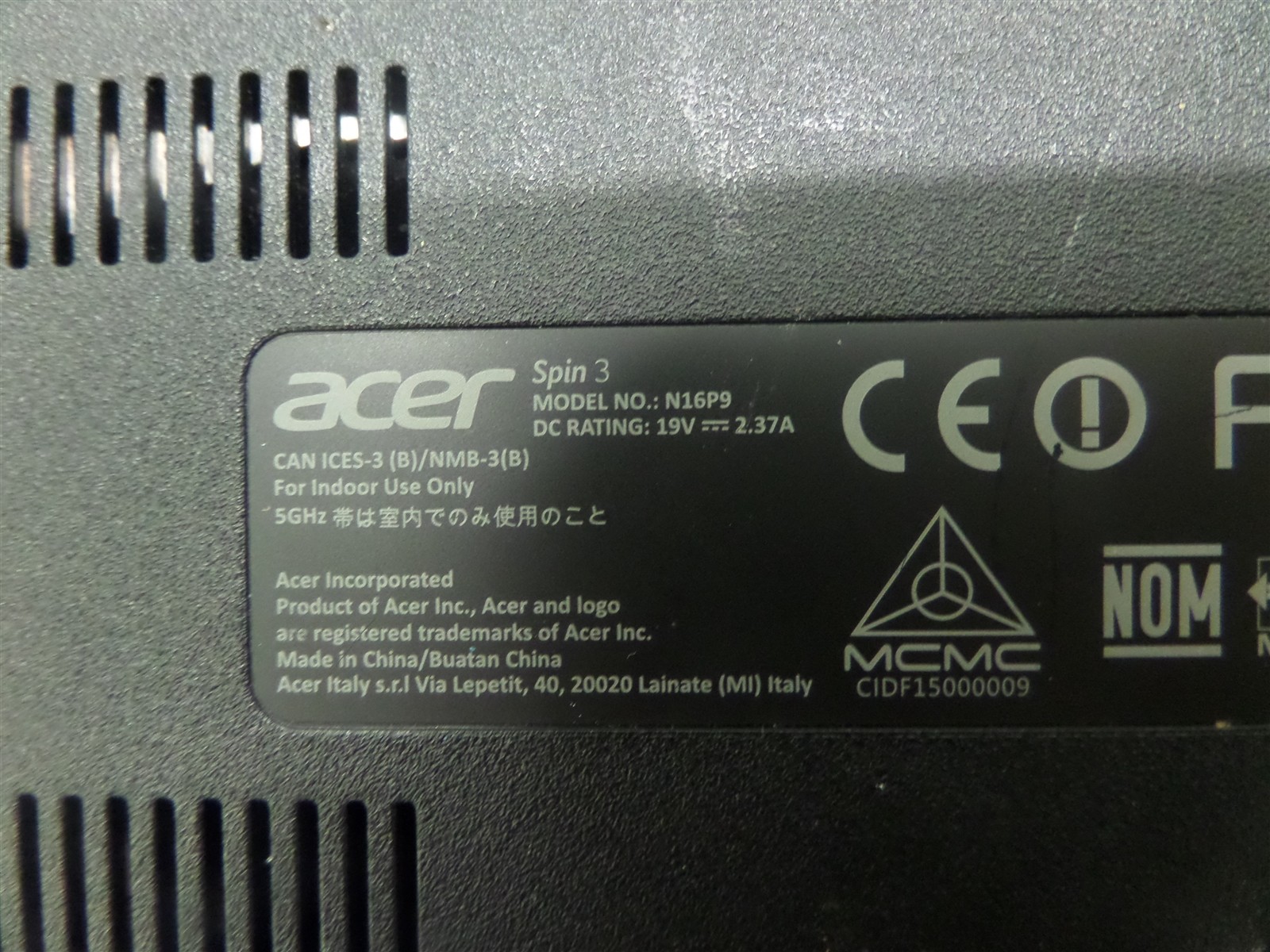 Acer Spin 3 2-In-1 13.5″ Laptop i7-6500U CPU 2.50GHz 12GB RAM – No HDD No OS