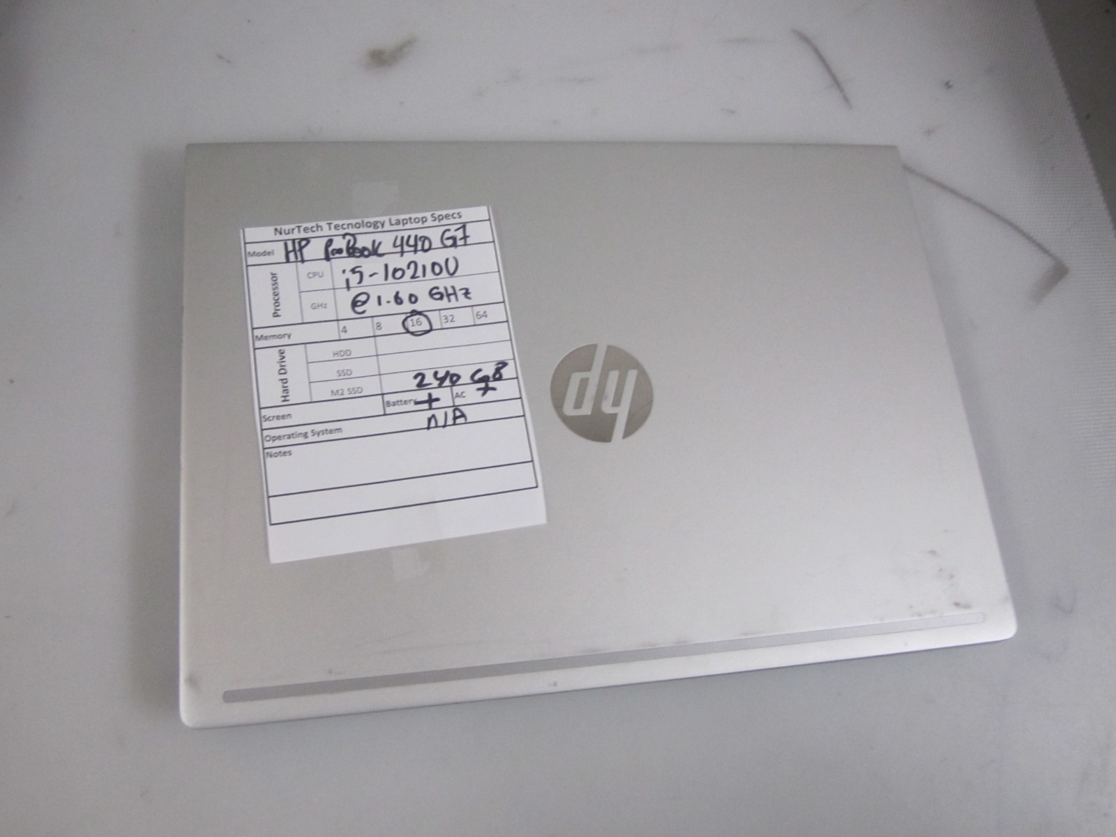 HP ProBook 440 G7 i510210U 1.6GHz 16GB 240GB M2SSD NOOS LAPTOP + AC