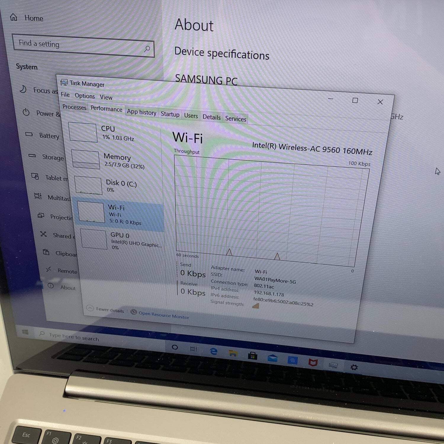 Samsung Notebook 7 NP750XBE 15.6″ i7-8565U 2.0GHz 8GB RAM 256GB SSD