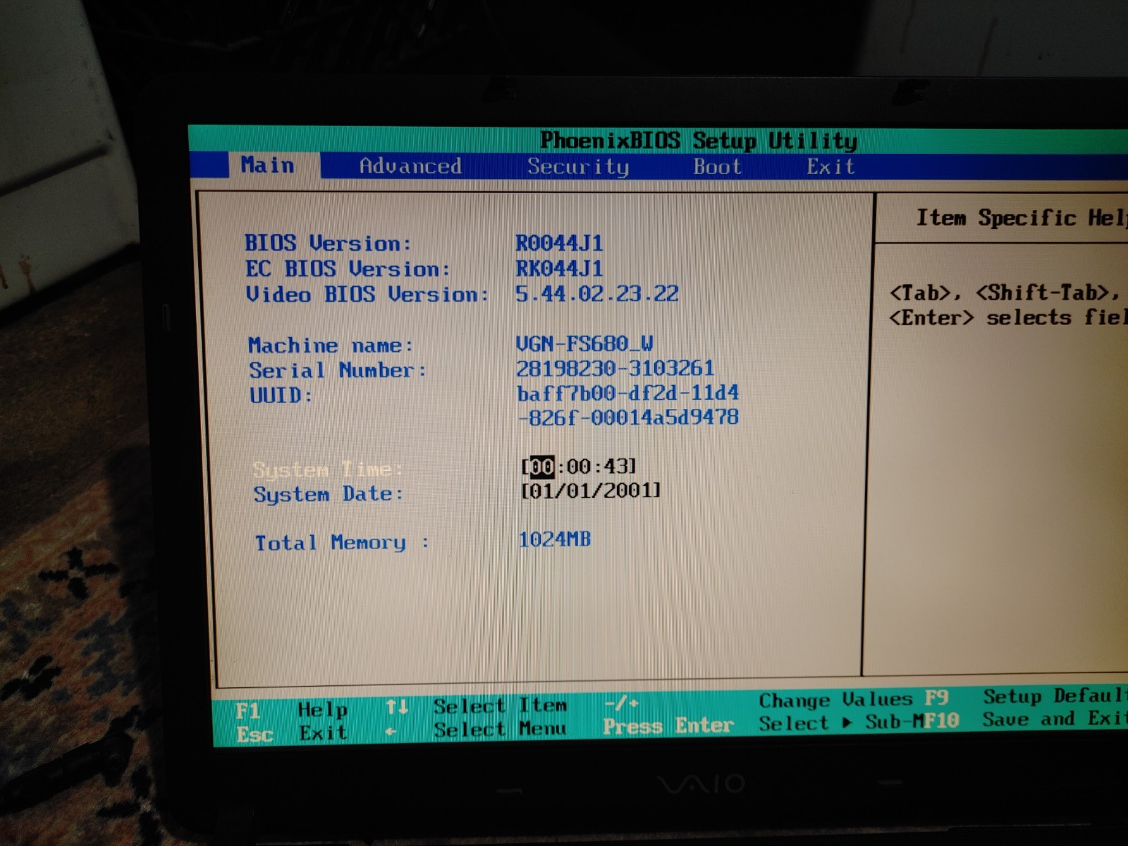 Sony Vaio VGN-FS640/W PCG-7A2L Laptop NO OS/BATTERY