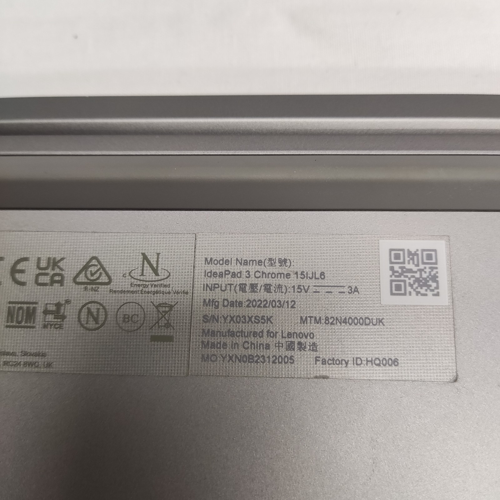 LENOVO IDEAPAD 3 CHROME 15IJL6 LAPTOP INTEL PENTIUM N6000 4GB RAM COMPUTER PC