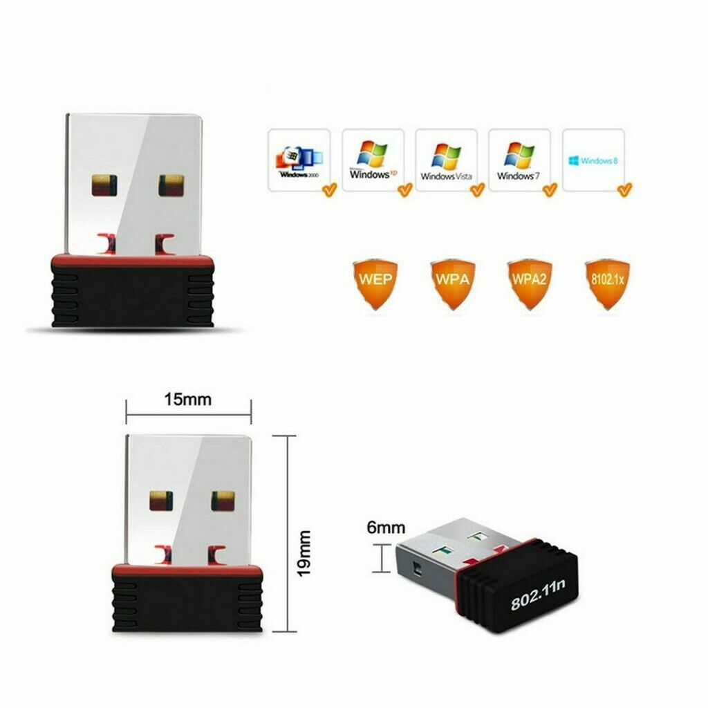USB WiFi Wireless Adapter Mini Network 300Mbps Windows MAC Linux 802.11n
