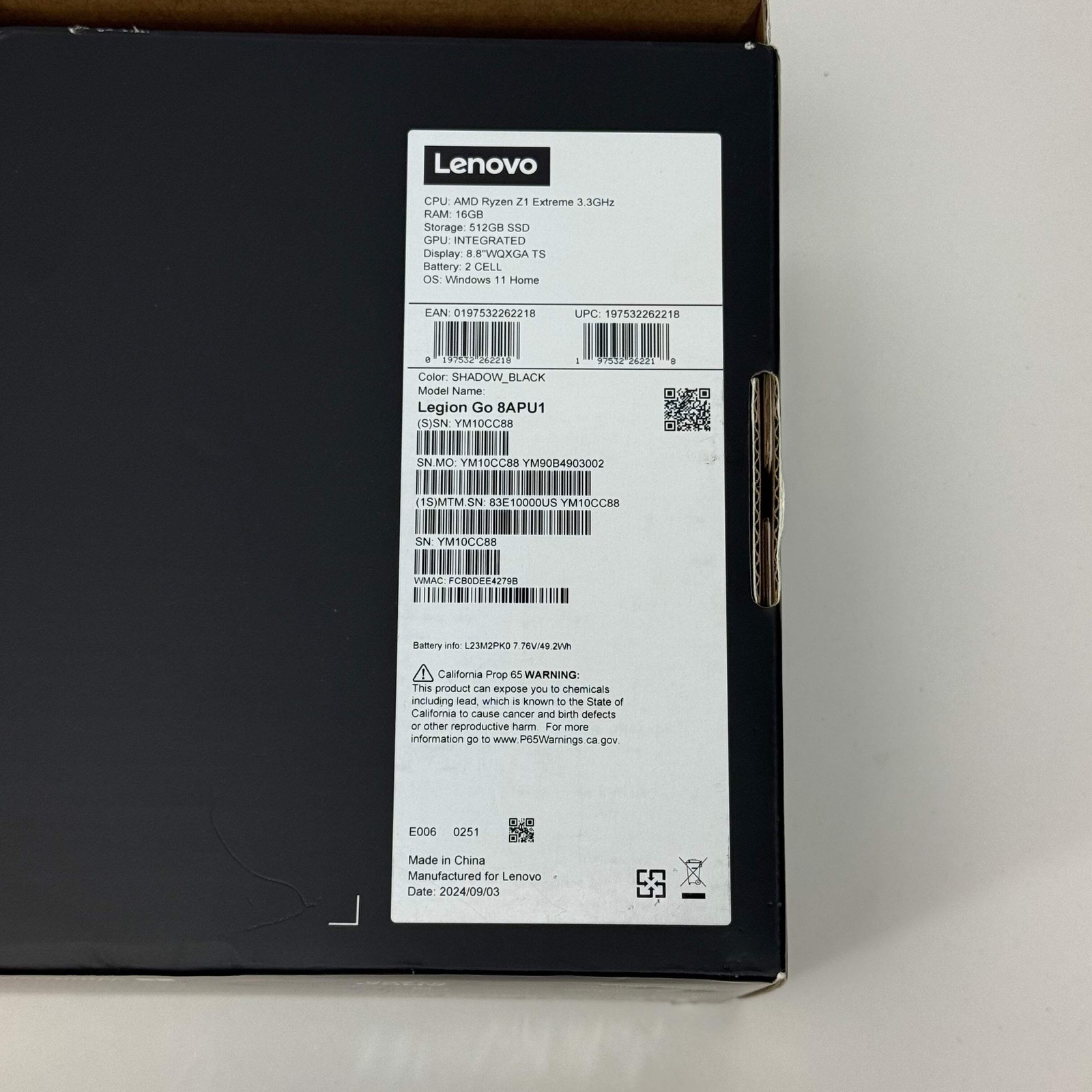 Lenovo Legion Go 8.8″ AMD Ryzen Z1 Extreme 16GB RAM 512GB Shadow Black 8APU1