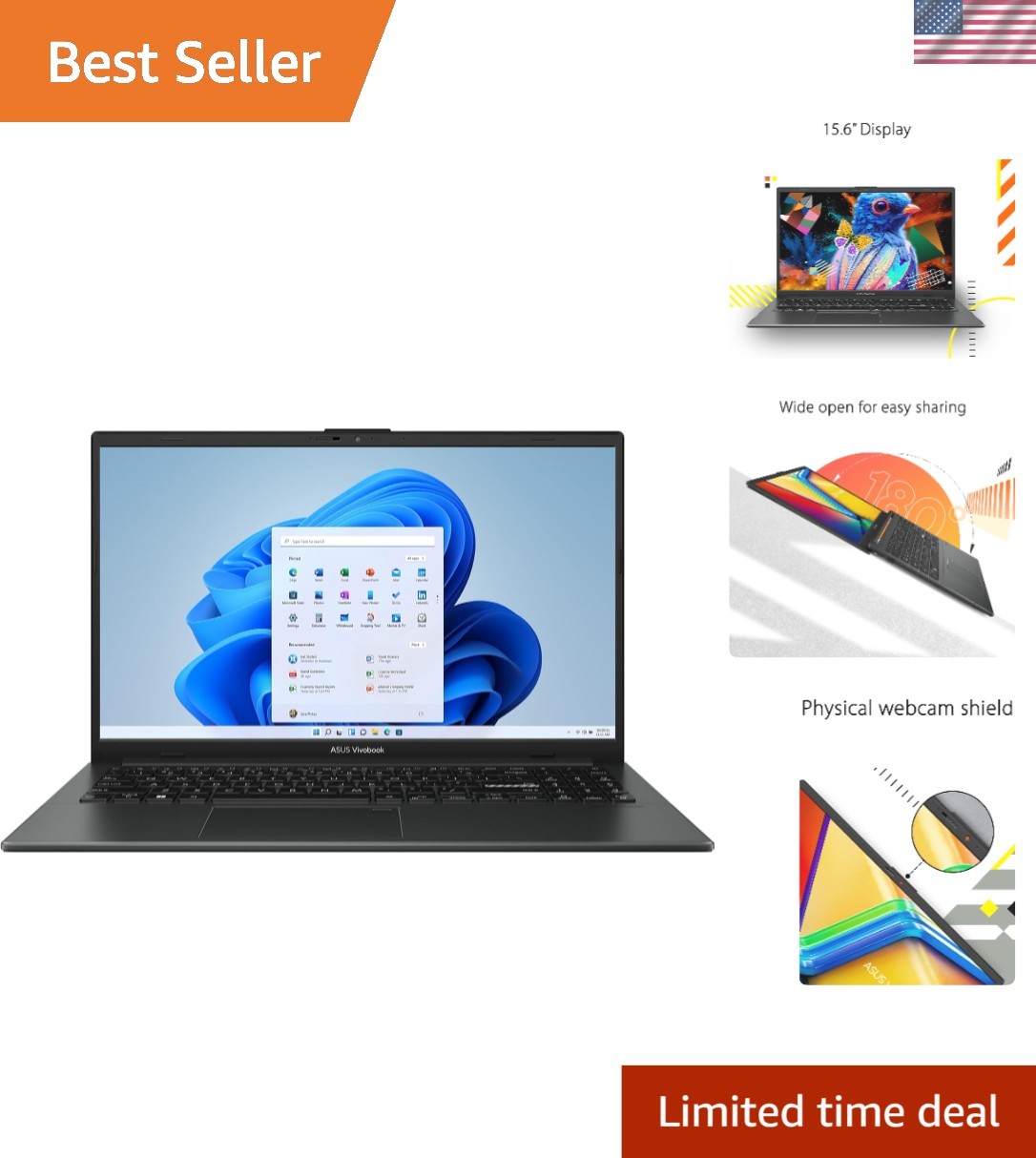 2023 Vivobook Go 15 Laptop: 15.6 FHD, AMD Ryzen 5, 8GB RAM, 512GB SSD