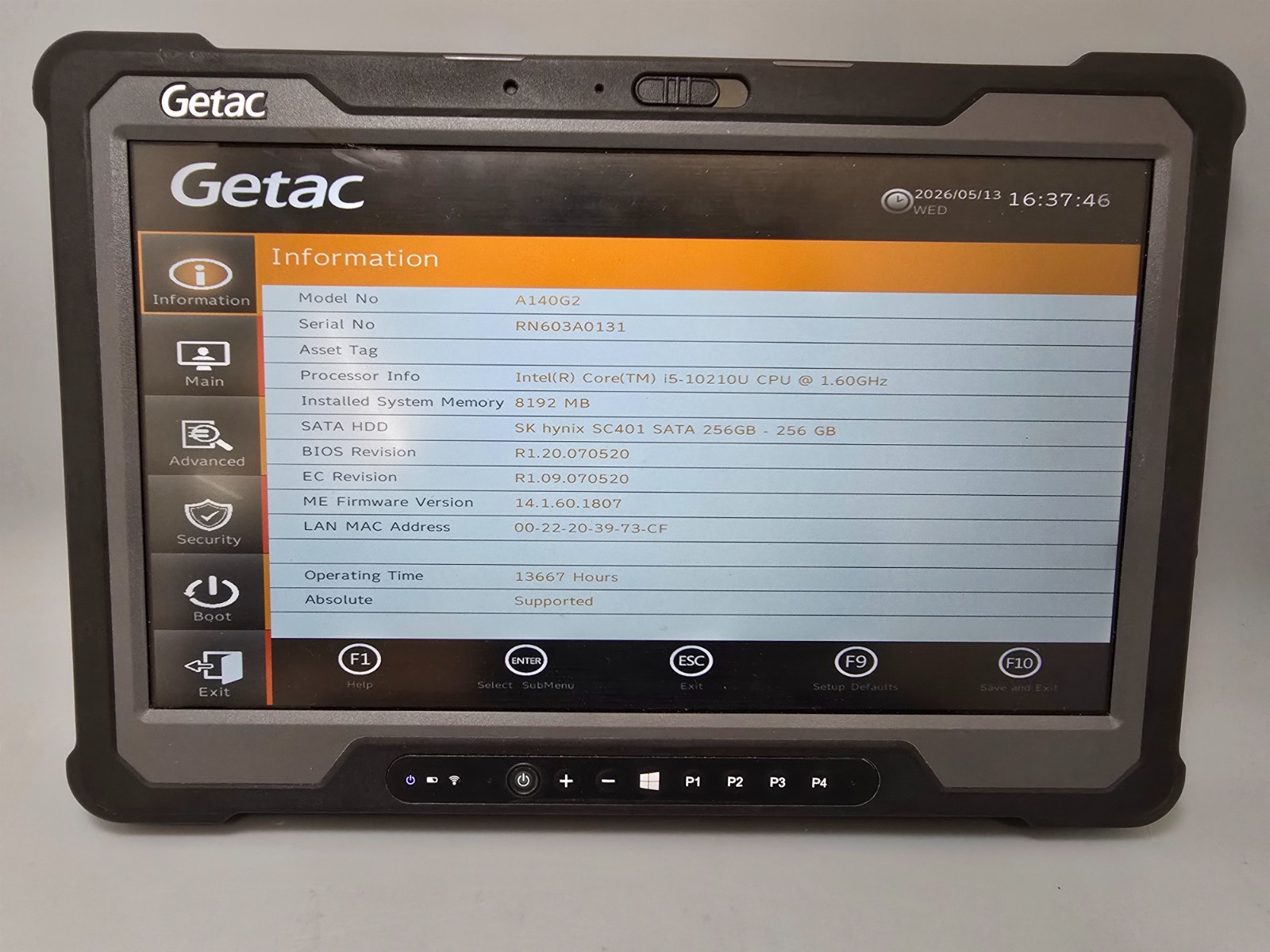 Getac A140 G2 Rugged Tablet Core i5-10310U 1.7GHz 8GB RAM 256GB SSD 11 PRO