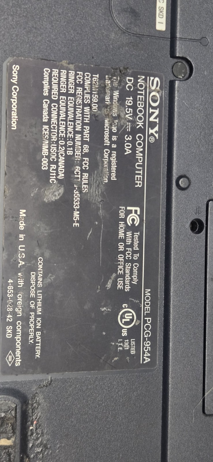 2 Sony VAIO Vintage Laptops PCG-491L PCG-954A Untested For Parts Repair