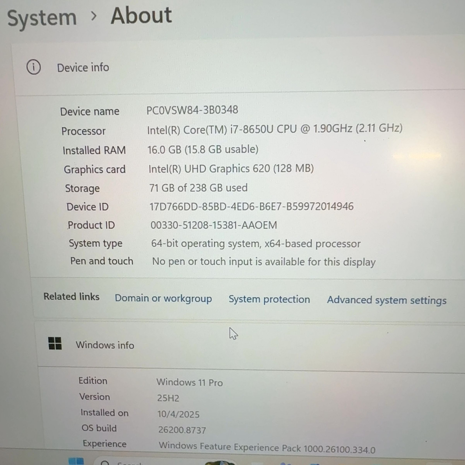 Lenovo ThinkPad T480s i7-8650U 1.90GHz 16GB RAM 256GB SSD Win 11 Pro
