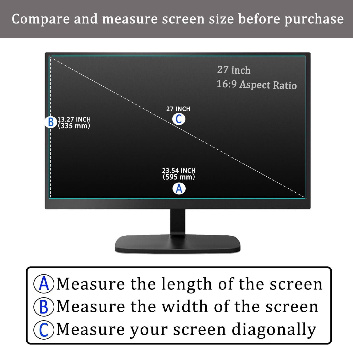 2 Pack 27″ Anti Glare Screen Protector for 27-inch Widescreen Desktop PC Monitor