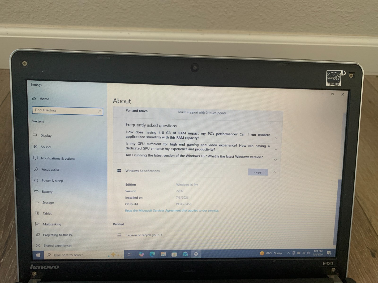 Lenovo ThinkPad E430 14″ Intel Core i5-3210M 2.50GHz 6GB RAM 500GB HDD Win 10