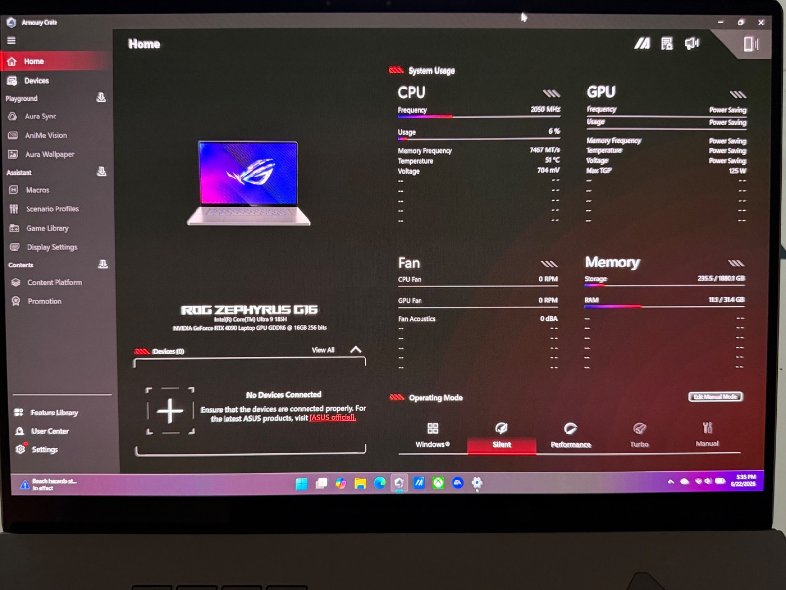 ASUS ROG Zephyrus G16 GU605MY 16″ Core Ultra 9 185H 32GB RAM 2TB SSD RTX 4090