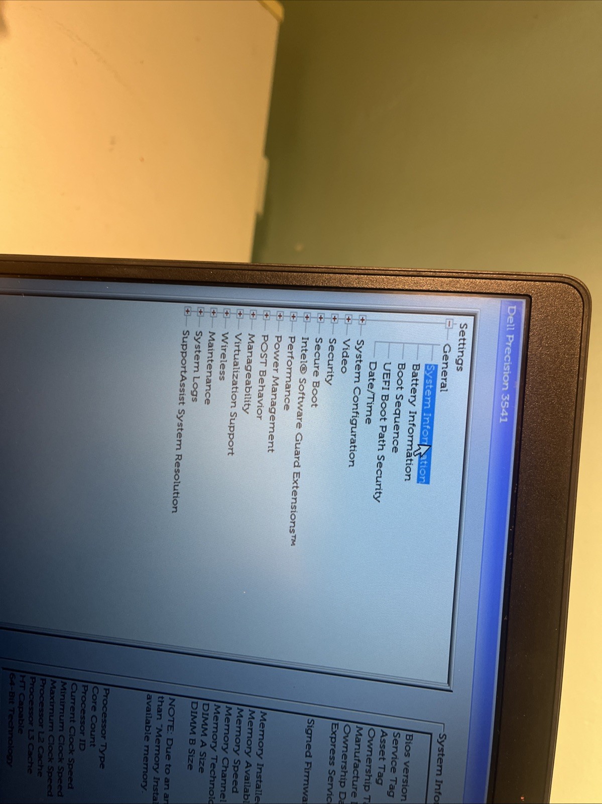 Dell Precision 3541 Laptop i7‑9850H 8GB256GB SSD Quadro P620 Win11
