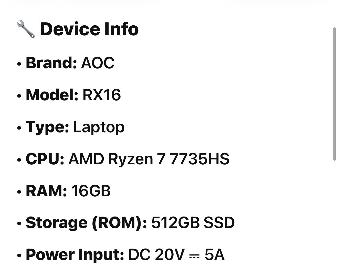 AOC Gaming Laptop with AMD Ryzen 7 7735HS ), 16GB RAM / NEW