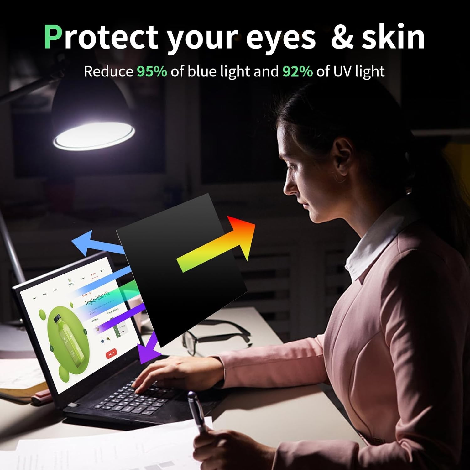 Laptop Privacy Screen 13.3 Inch, Anti-Glare Blue Light Monitor Protector 16:9