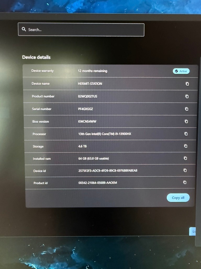 Lenovo Legion Pro 7 16 RTX 4090 i9-13900HX 64GB RAM 5TB SSD Warranty – Excellent