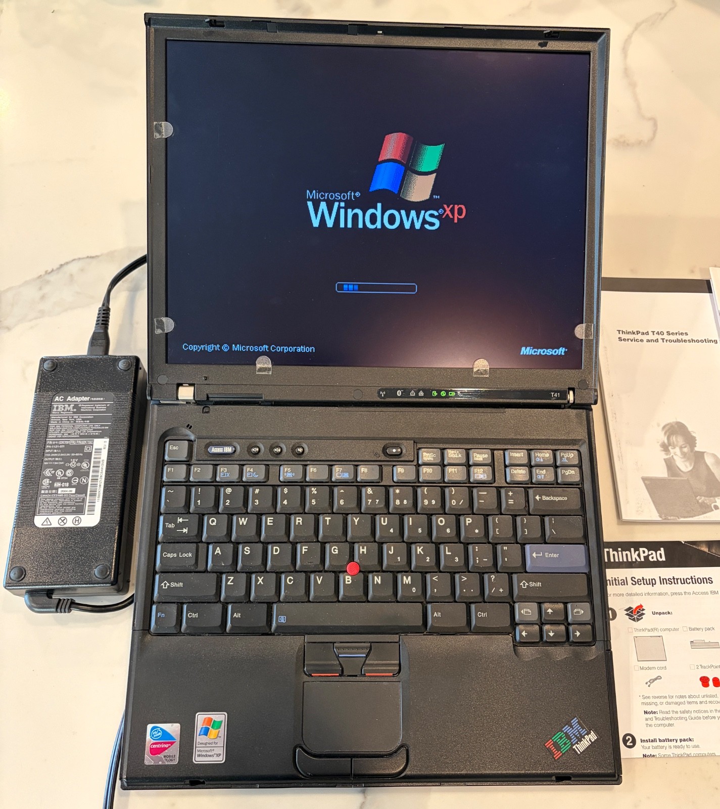 Vintage IBM Thinkpad T41 14” 1.5GB RAM 120GB SSD Win XP + Docking Station