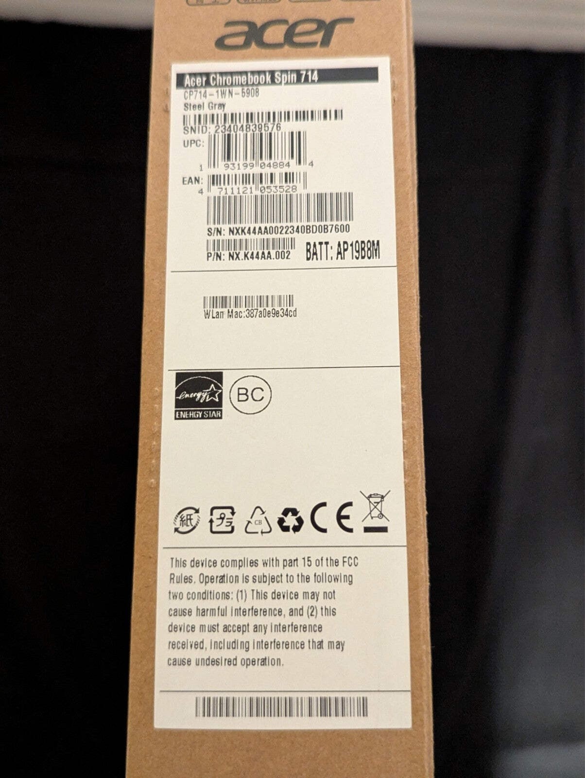 Acer Laptop – Chromebook Spin 714 – i5-1235U 16GB 256GB SSD 14 Touch Stylus