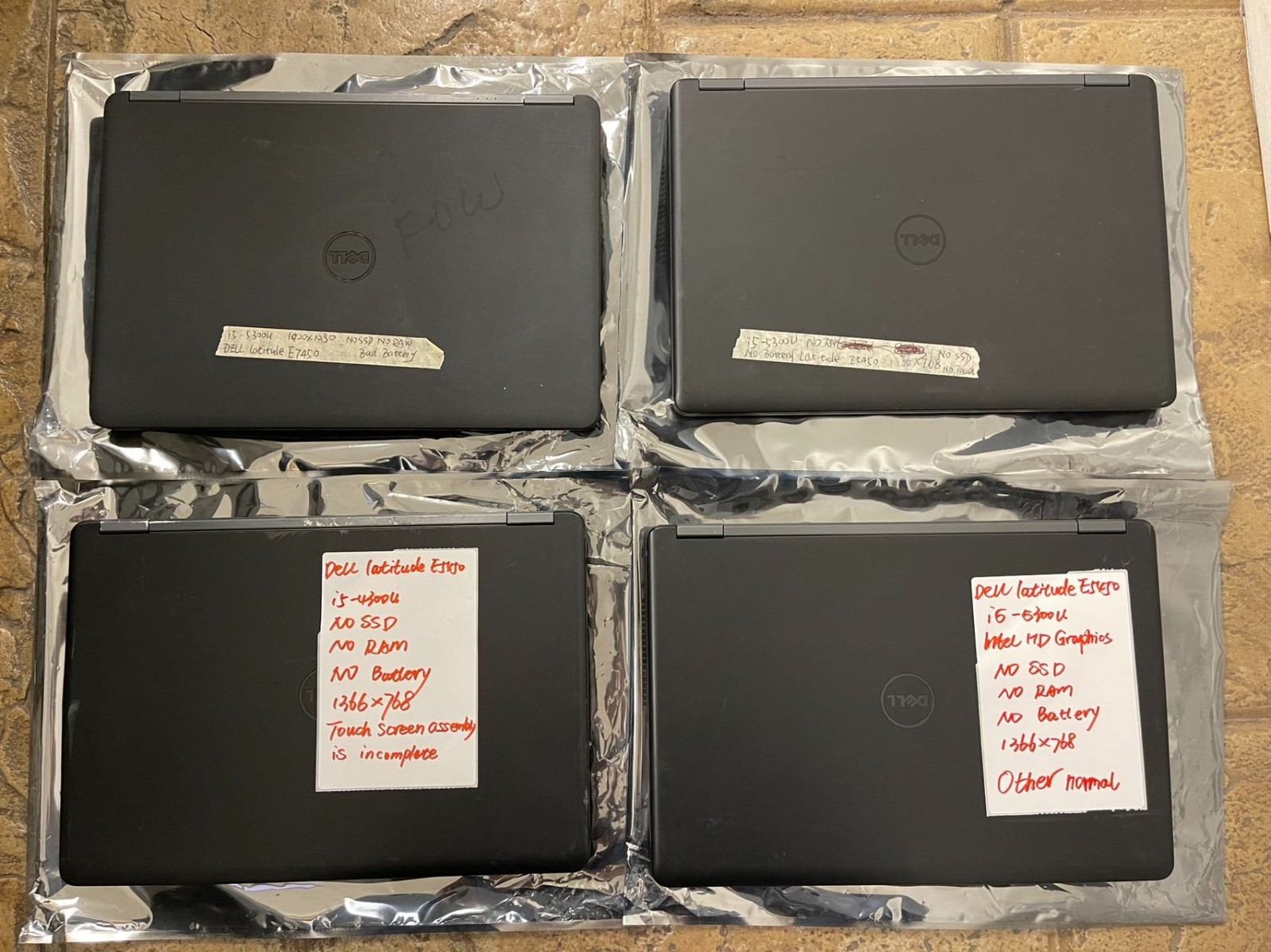 LOTX4 Dell Latitude 14.0″ 3X E5450 +1X E7450 I5 Screen Motherboard *READ*