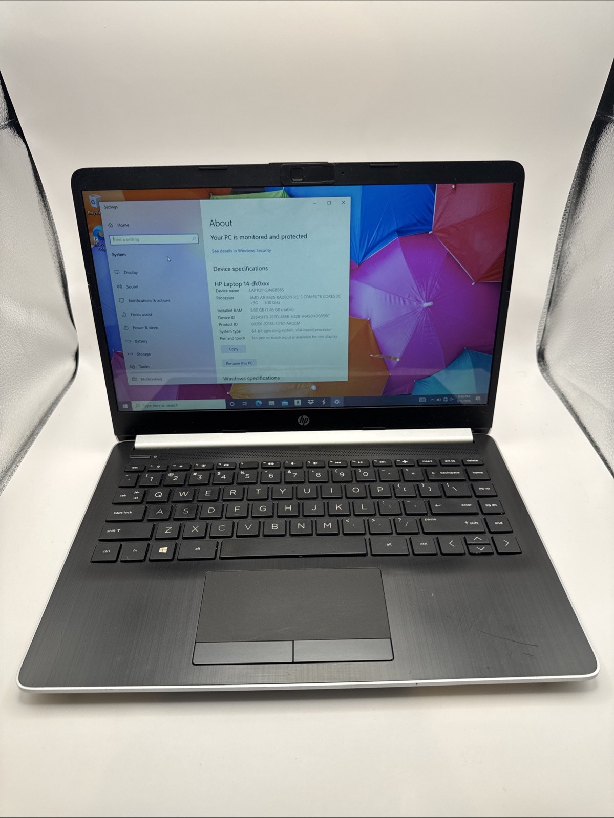 HP 14-dk0xxx Laptop AMD A9-9425 3.1GHz 8GB RAM Windows 14” No Charger