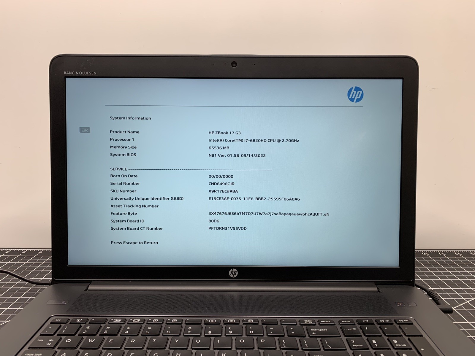 HP ZBook 17 G3 CORE i7-6820HQ | 2TB M.2, 64GB RAM | Bios Locked | #P243