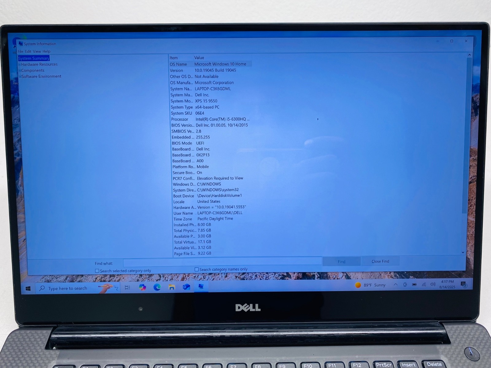 Dell XPS 15 9550 laptop 15.6″Intel(R) Core(TM) i5-6300HQ…