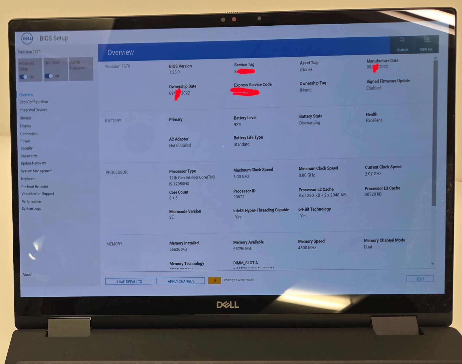 Dell Precision 7670 i9-12950HX 2.3GHz 64GB 512 NVMe RTX A2000 4K OLED Win11 Pro!