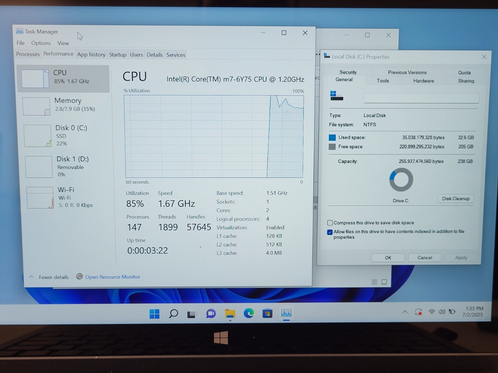 Dell latitude 7275 tablet 12.5″ M7-6Y75 1.2ghz 8gb ram 256gb ssd*READ 87WQJ72