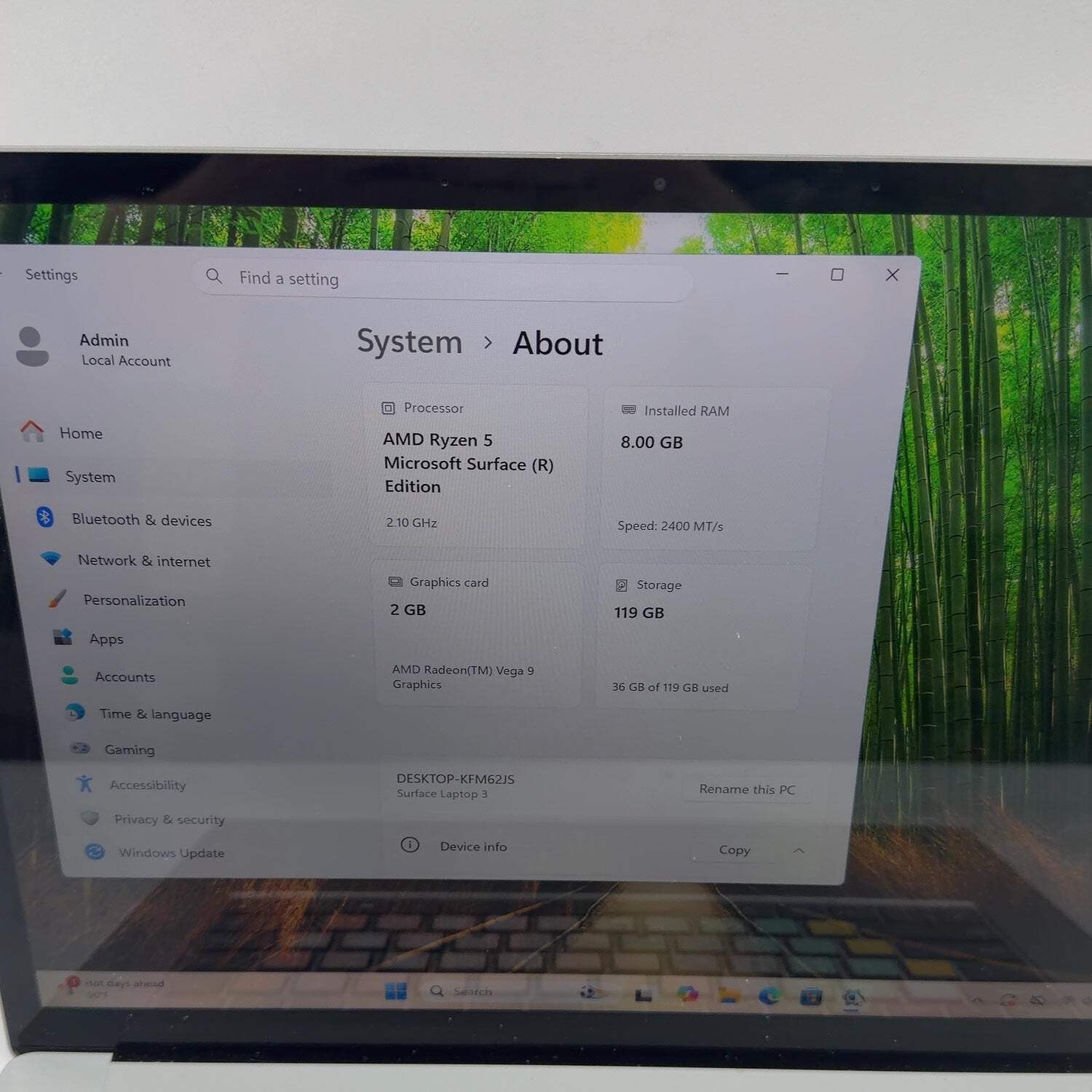 Microsoft Surface Laptop 3 1873 15″ Ryzen 5 2.1GHz 8GB RAM 128GB SSD