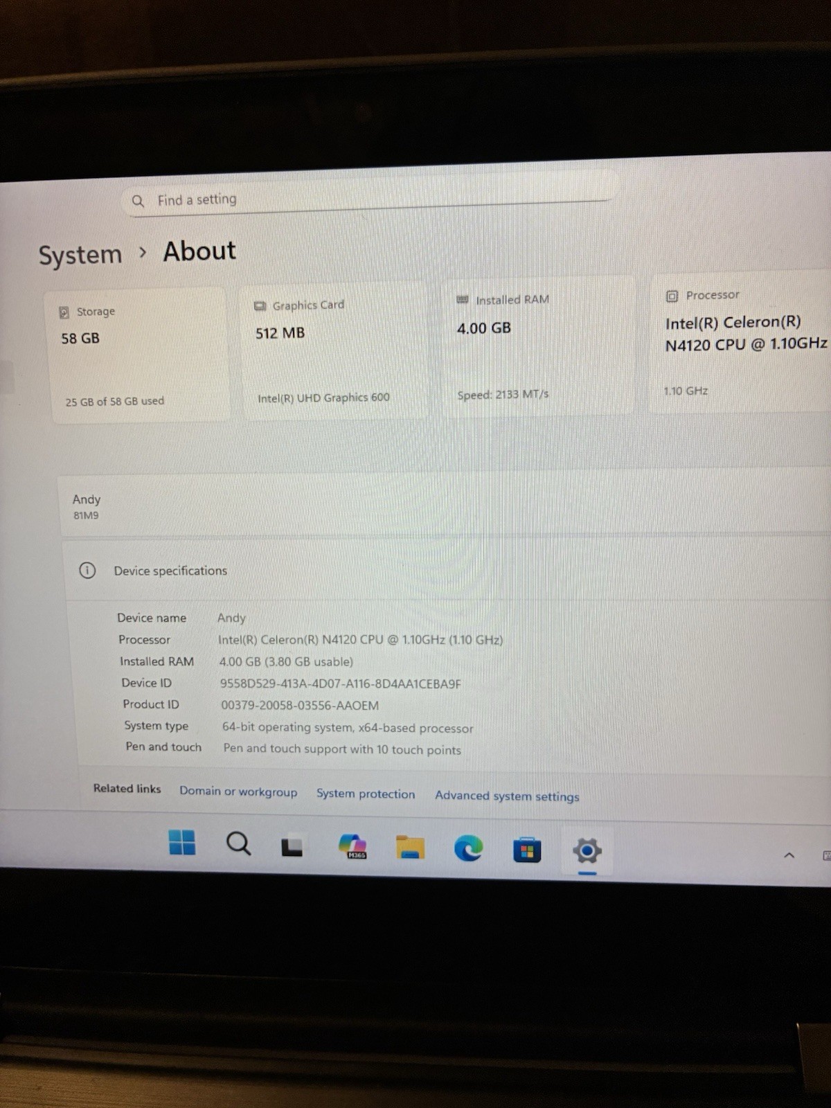 Lenovo 300e 2nd Gen. 2 In 1. 4GB RAM, 64GB Storage, Intel Celeron. Restored.