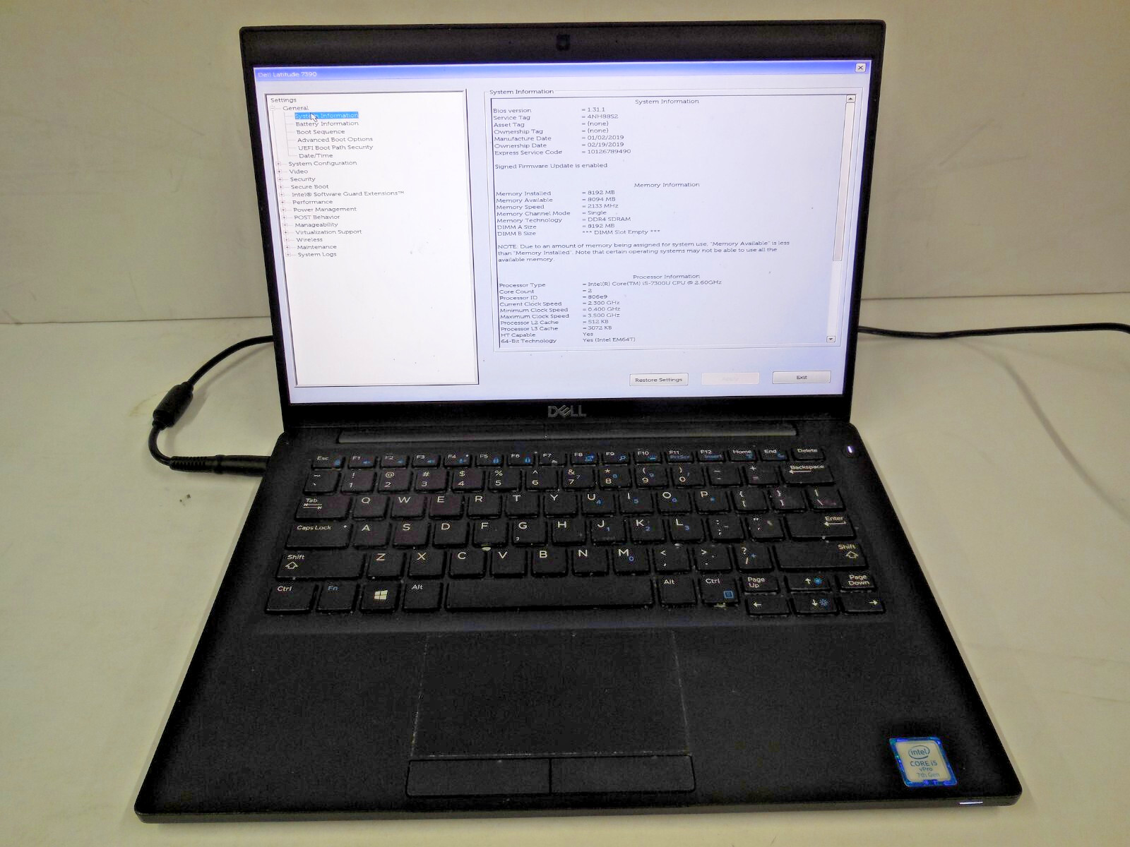 13″ DELL LATITUDE 7390 Intel i5-7300U at 2.60GHz 8GB RAM 128GB M.2 SSD, NO OS