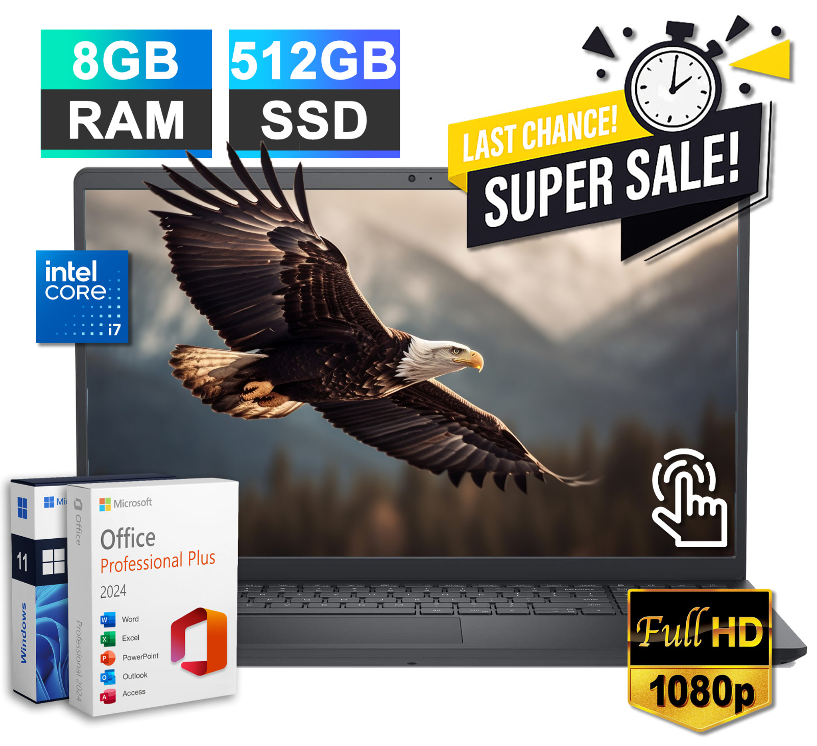 2026 Dell Inspiron Laptop 15.6 Touch 13th Gen Intel i7 8GB RAM & 512GB SSD Pro