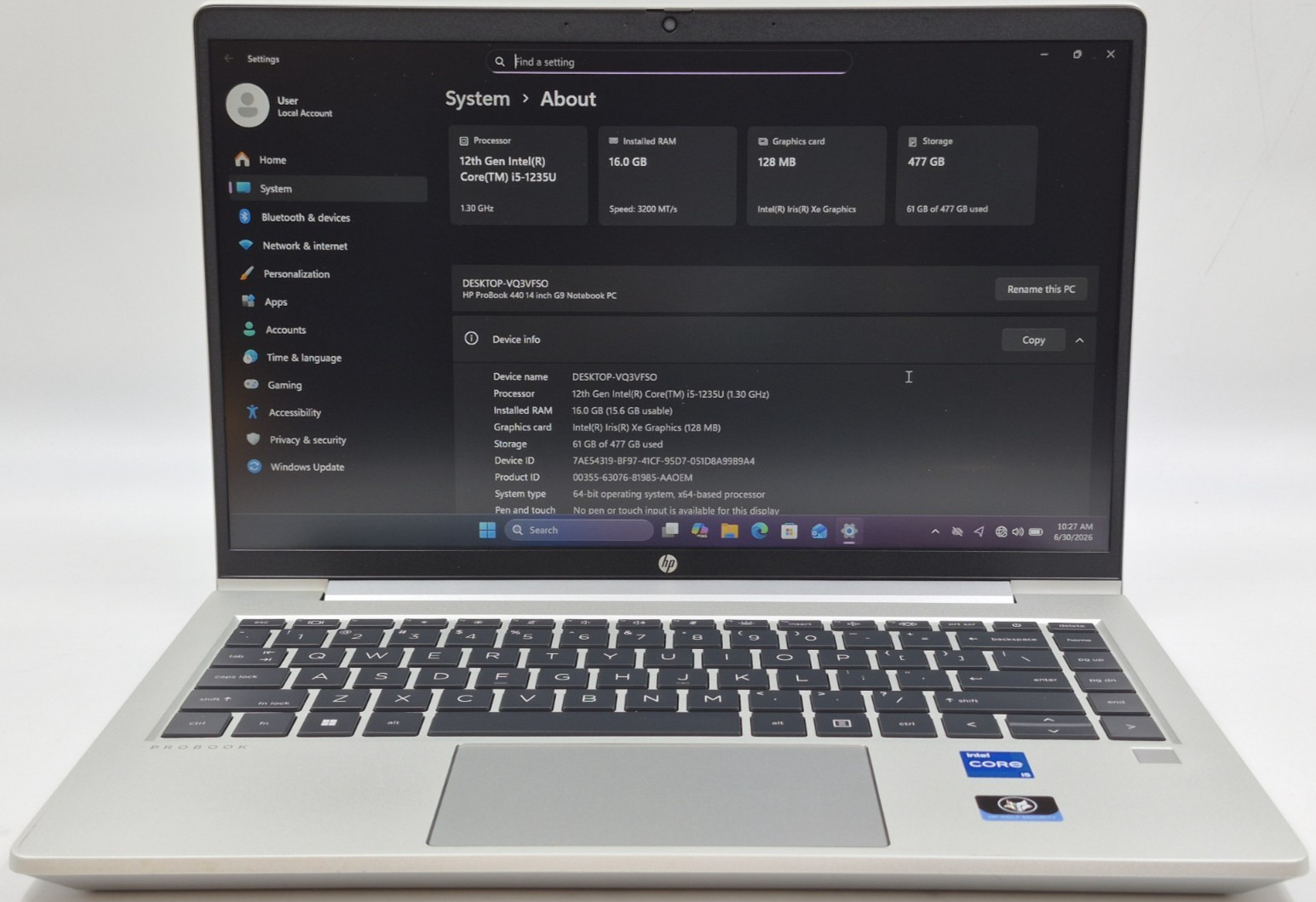 HP ProBook 440 G9 Laptop i5-1235U 1.30GHz 16GB RAM 512GB NVMe SSD Win 11 Pro