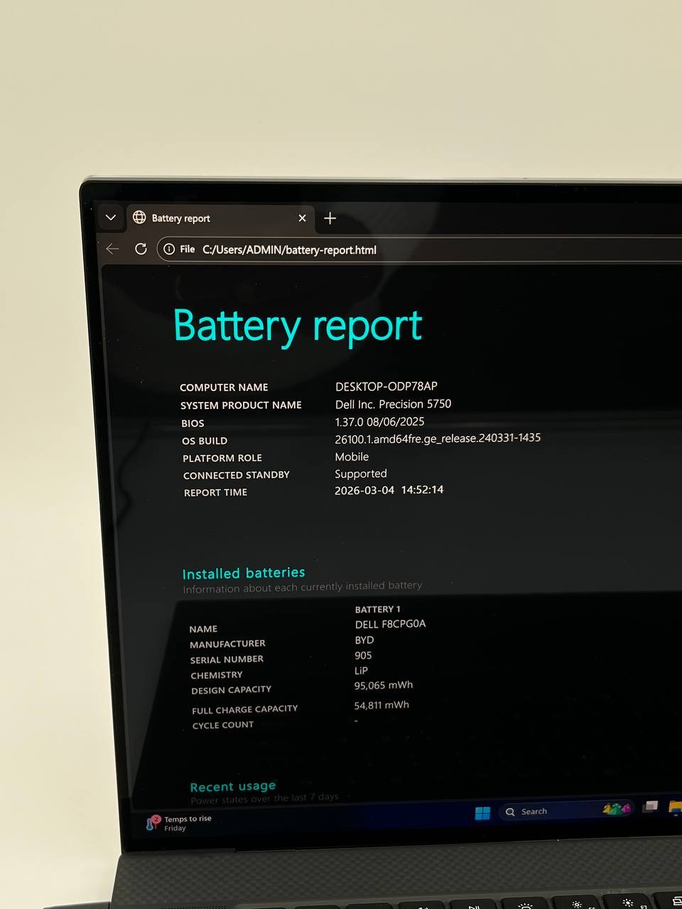 DELL PRECISION 5750 17” I9-10885H 2.40GHZ 64GB RAM 1TB RTX 3000 4K TOUCHSCREEN