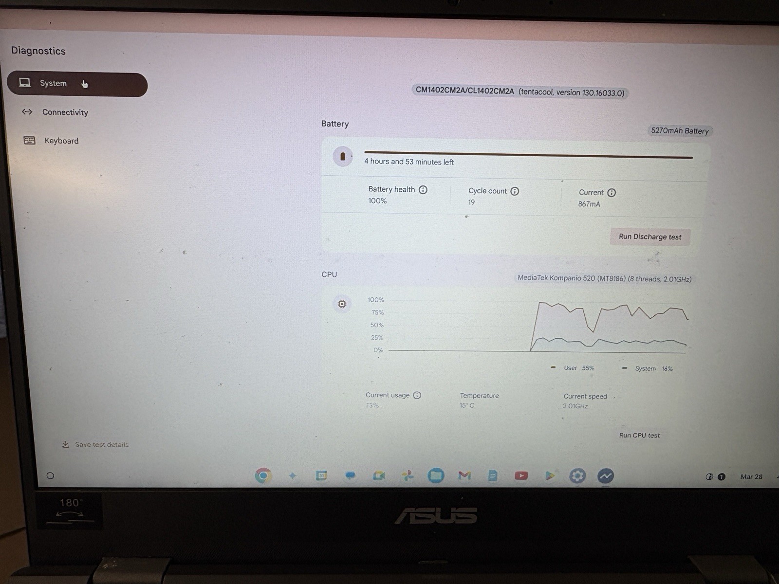 ASUS Chromebook CM14 14″ FHD Laptop MediaTek Kompanio 520 4GB RAM 64GB eMMC