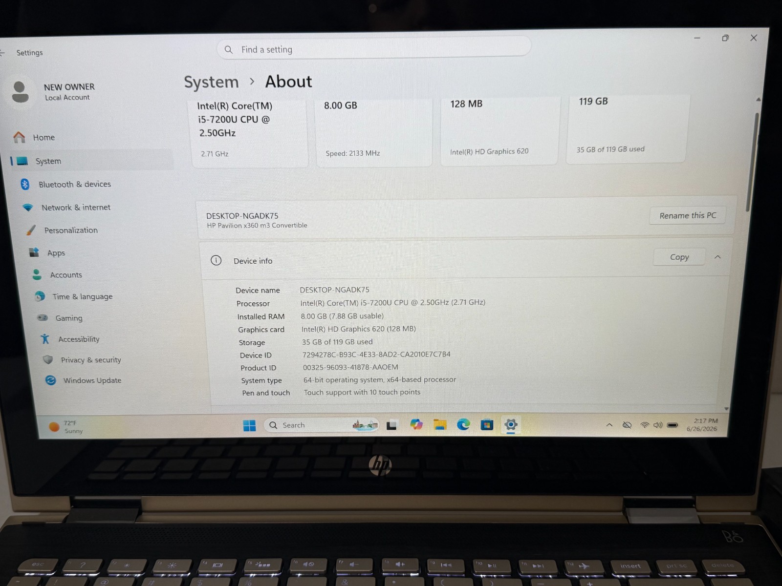 HP Pavilion x360 M3-U103DX Laptop Touch 13.3″ i5-7200U 8GB RAM 128GB SSD