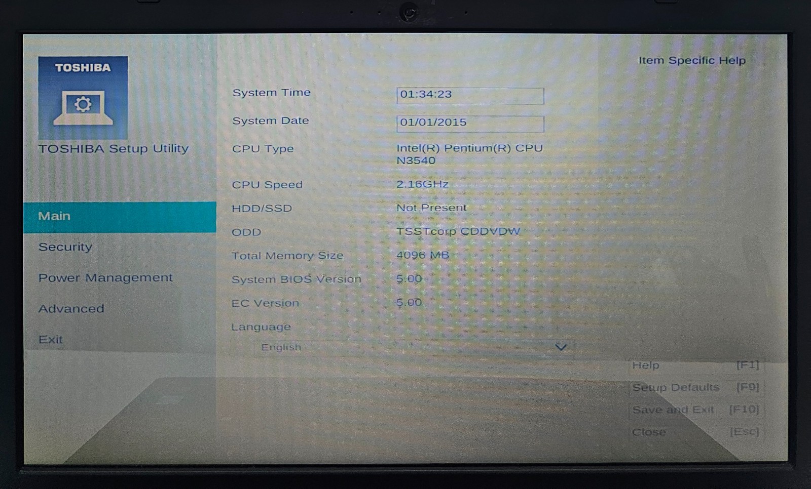 Toshiba Satellite C55-B5196 Laptop Intel Pentium N3540 4GB Ram NO HD/OS (FL)