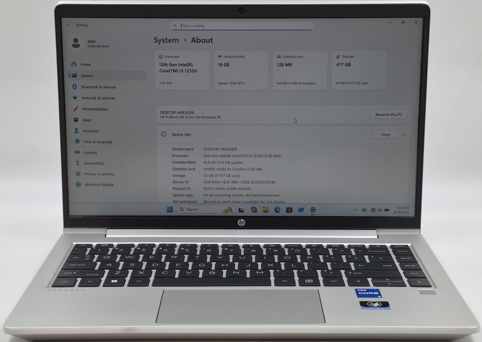 HP ProBook 440 G9 Laptop i5-1235U 1.30GHz 16GB RAM 512GB NVMe SSD Win 11 Pro