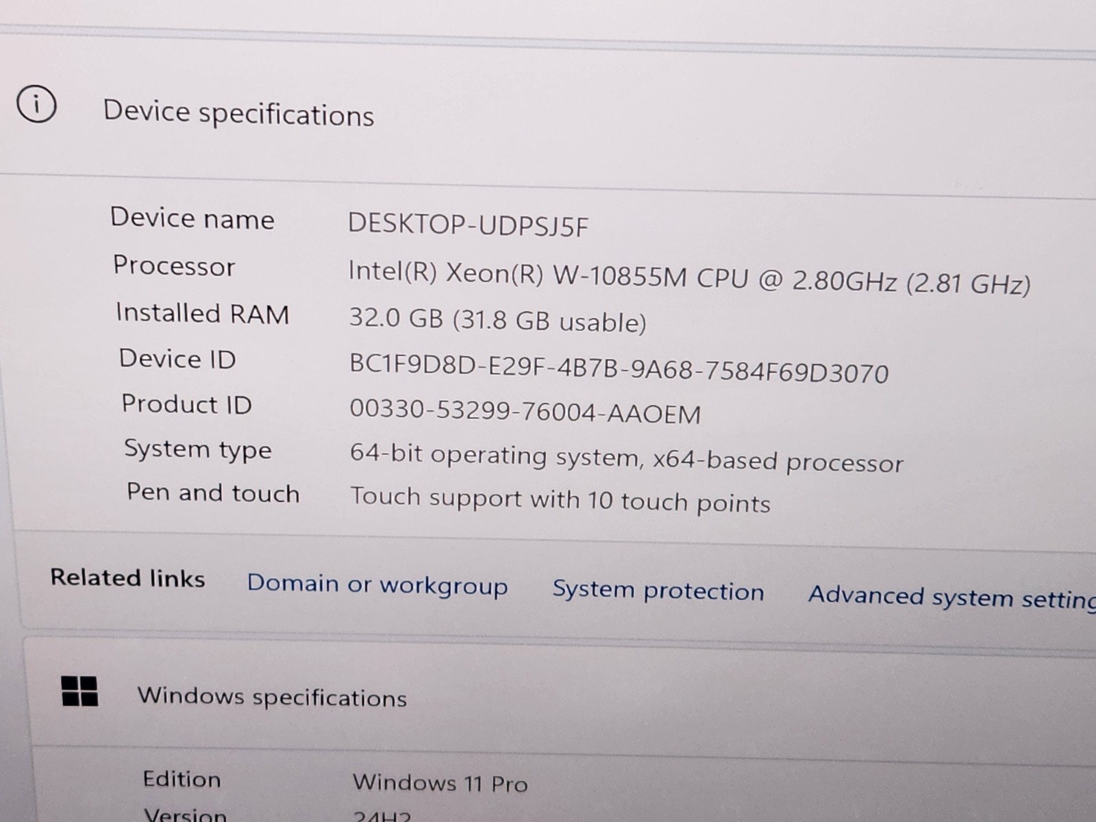 Dell Precision 5550 15.6 4K Touchscreen W-10855M 32GB RAM Quadro T2000 Win 11 ~