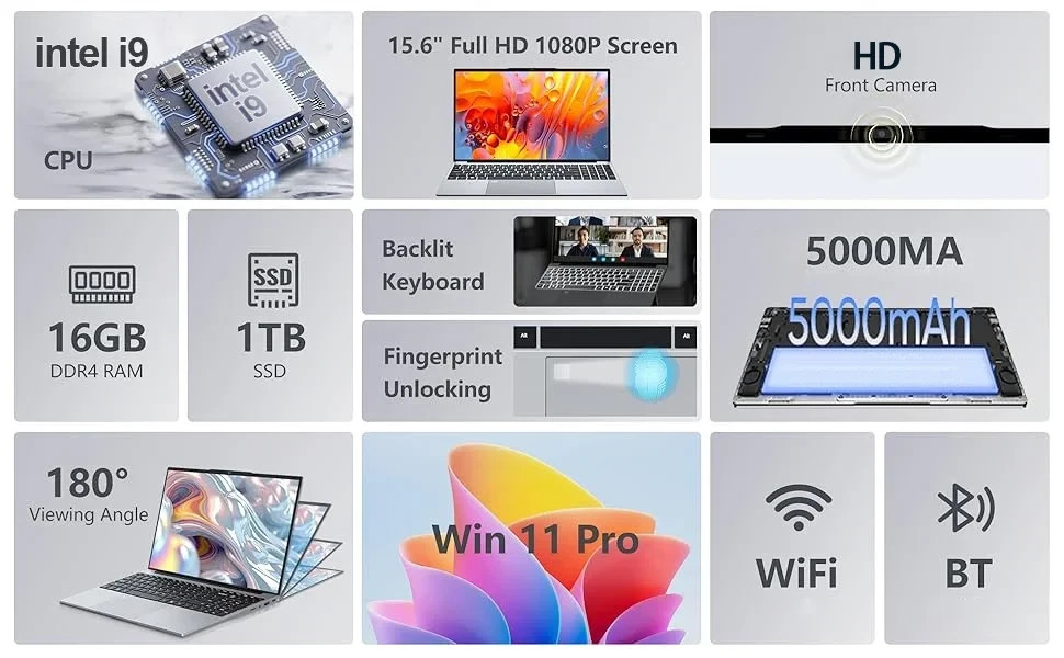15.6″ Intel Core i9-9900U/10980HK 16GB RAM 1-2TB SSD Backlight Gaming Laptop