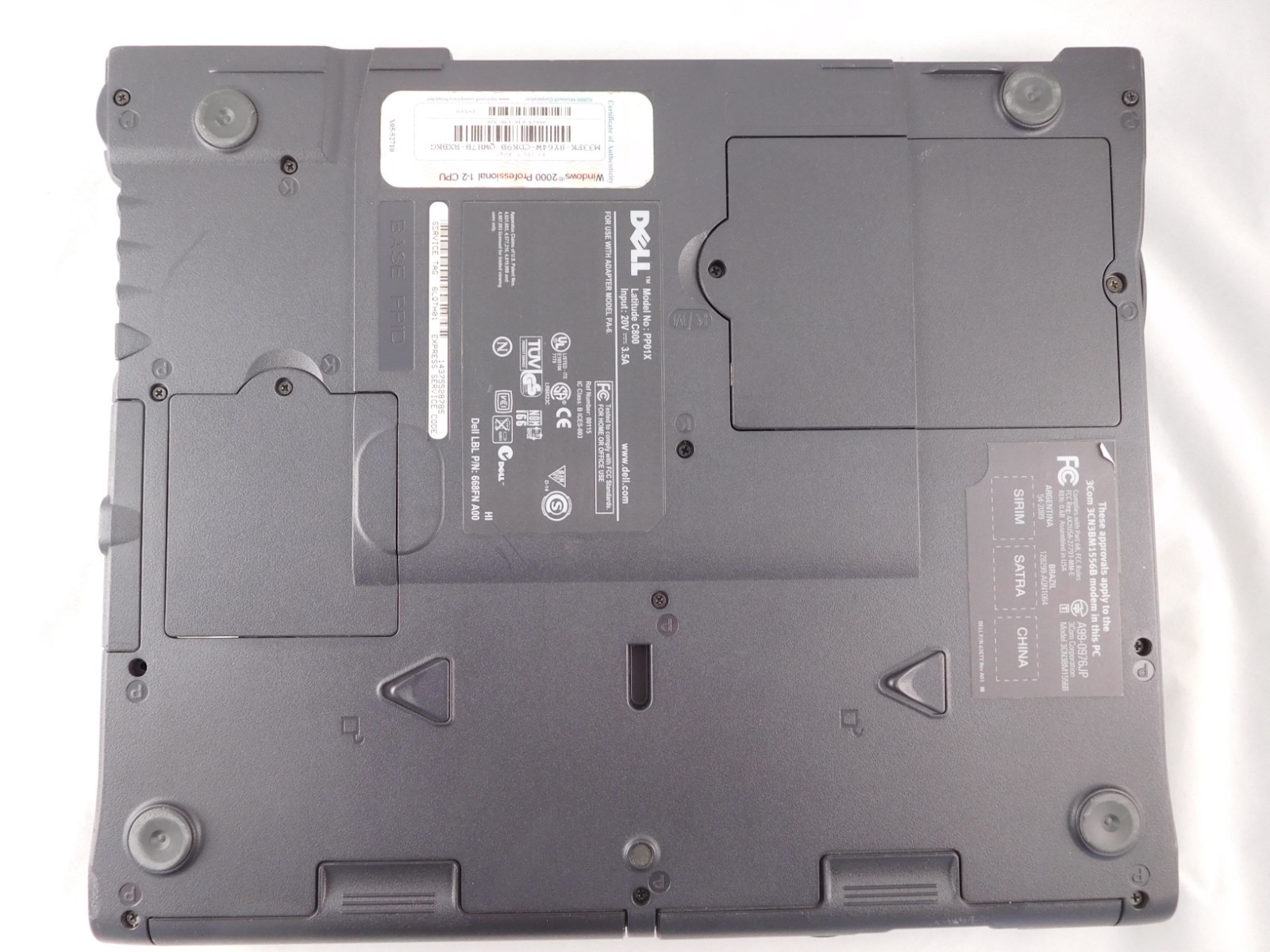 Dell Latitude C800 Pentium III 850Mhz 128MB 20GB 15″ Bad Battery No OS