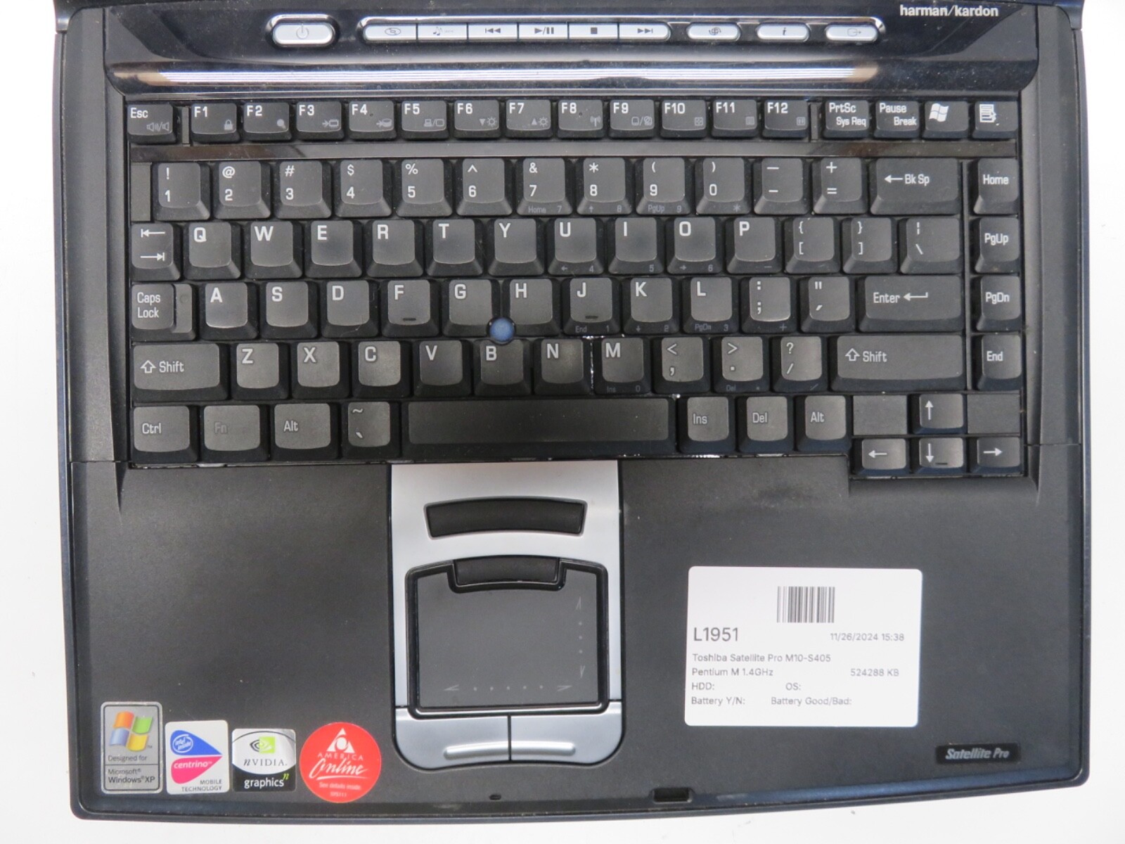 Toshiba Satellite Pro M10-S405 Pentium M 1.4GHz 512 MB NO HDD No Batt