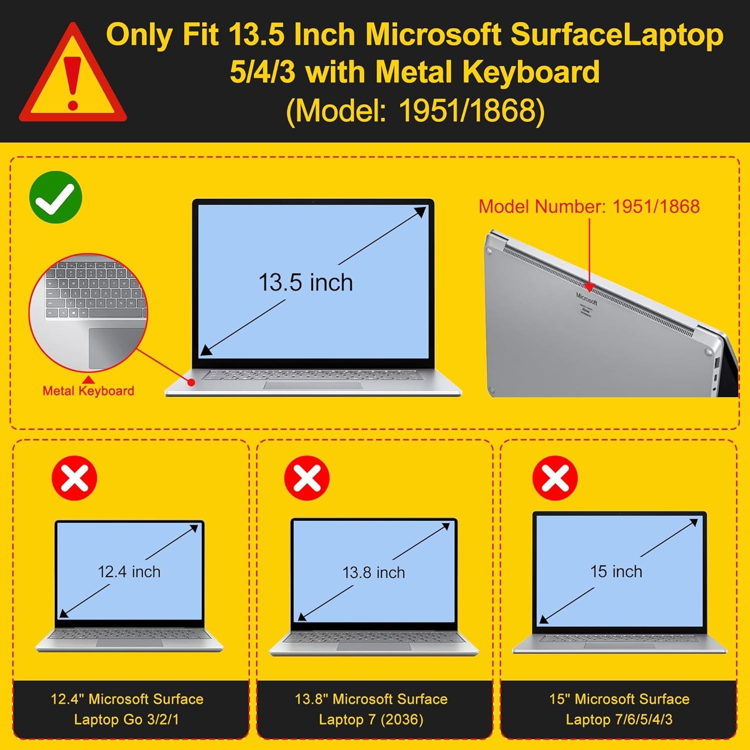 Case for 13.5″ Microsoft Surface Laptop 5/4/3 with Metal Palm Rest, Sparkly Pink