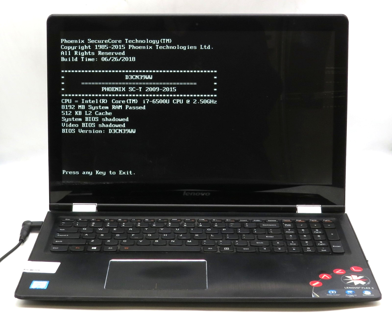 Lenovo Flex 3 | i7-6500U @ 2.50GHz | 8GB DDR3 | 15.6″ | No HDD/OS