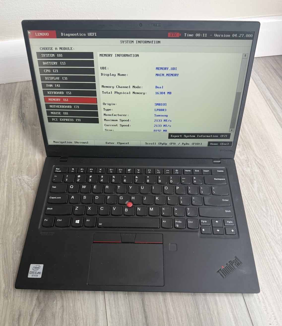 Lenovo ThinkPad X1 Carbon Gen 8 Intel i5-10310U 16GB RAM NO SSD NO OS