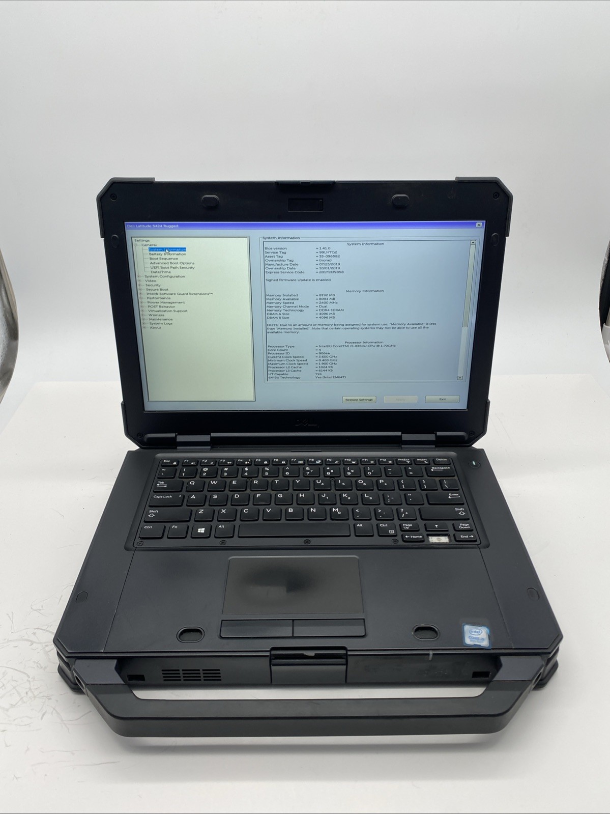 Dell Latitude 5424 Rugged Intel Core i5-8350U 1.7GHz 8GB RAM NO SSD Touchscreen