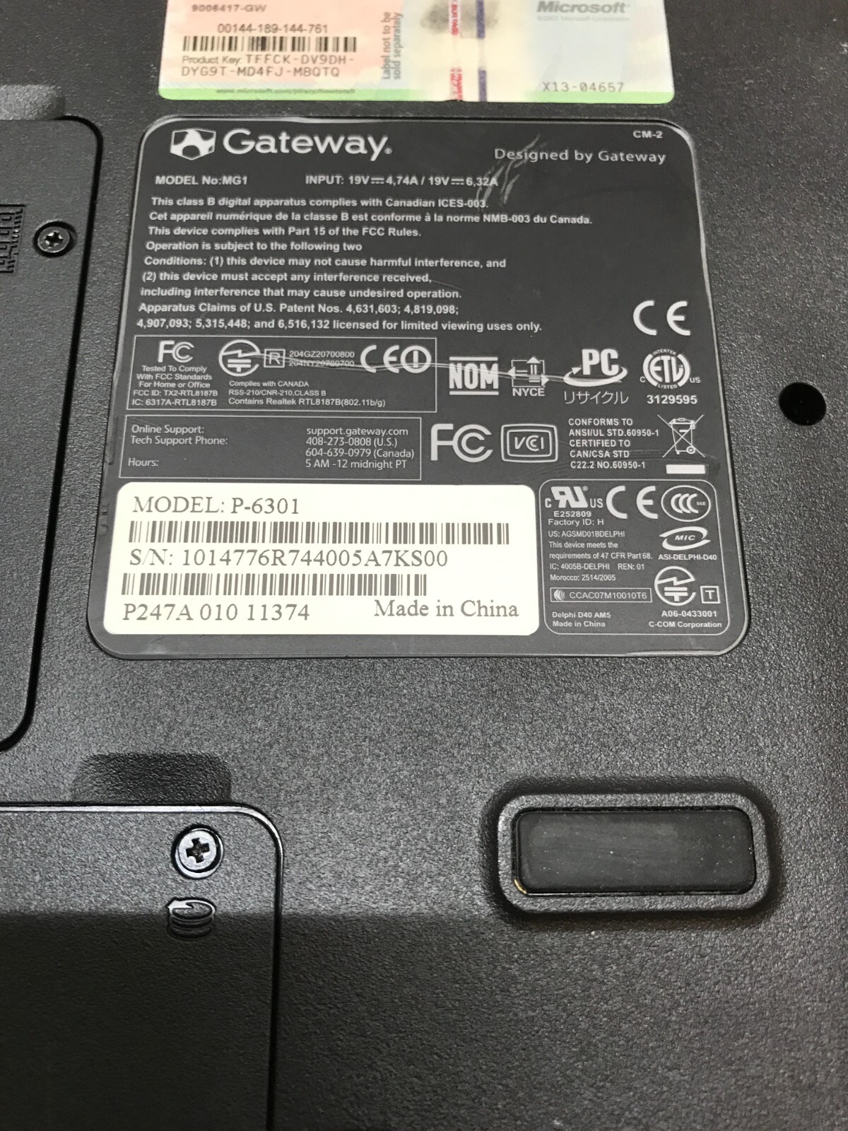 Gateway P-6301 17″ Intel Pentium T2310 1.46GHz 1GB RAM NO HDD/OS No Battery – DW